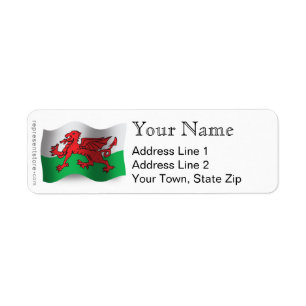 Wales Waving Flag Etiket