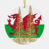 Wales Welch Dragon Flag Kerstornament Keramisch Ornament (Voorkant)