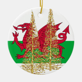 Wales Welch Dragon Flag Kerstornament Keramisch Ornament