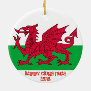 Wales Welch Dragon Flag Kerstornament Keramisch Ornament