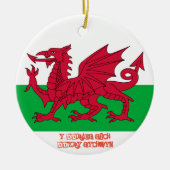 Wales Welch Red Dragon Flag kerstversiering Keramisch Ornament (Voorkant)