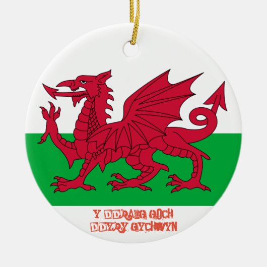 Wales Welch Red Dragon Flag kerstversiering Keramisch Ornament (Voorkant)