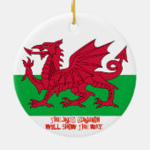 Wales Welch Red Dragon Flag kerstversiering Keramisch Ornament (Achterkant)