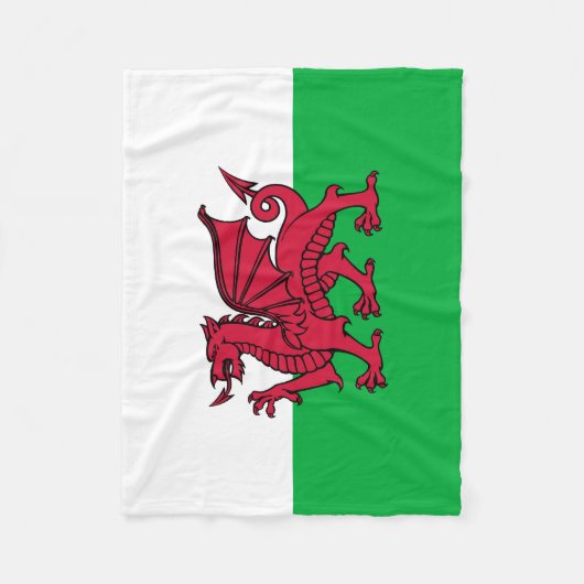 Wales Welsh Dragon Flag Fleece Deken (Voorkant)