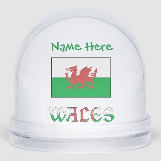 Wales Welsh Flag Groene Personalisatie Sneeuwbol (Voorkant)