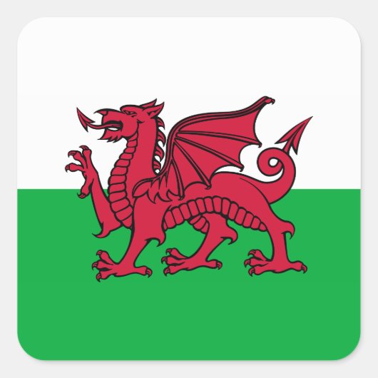 Wales - Welsh Flag Vierkante Sticker (Voorkant)