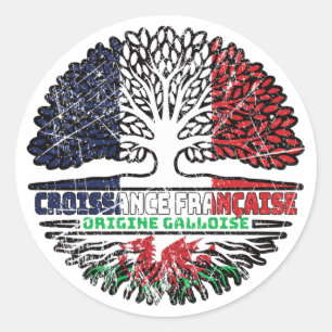 Wales Welsh French Tree Roots Flag Ronde Sticker