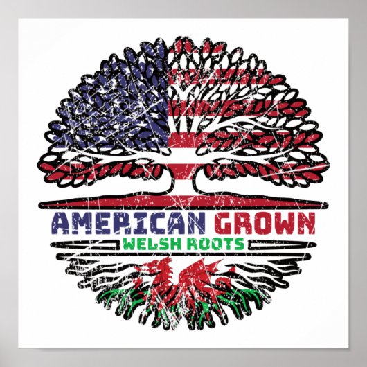 Wales Welsh US American USA United States Tree Poster (Voorkant)