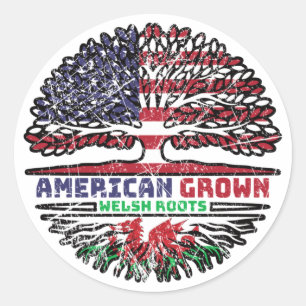 Wales Welsh US American USA United States Tree Ronde Sticker