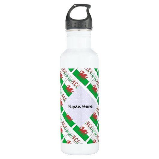 Wales Welsh vlag betegeld gepersonaliseerd Waterfles (Voorkant)