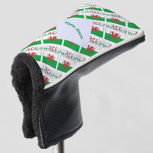Wales Welsh vlag betegeld groen gepersonaliseerd Golfheadcover (3/4 voorkant)