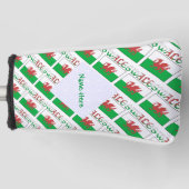 Wales Welsh vlag betegeld groen gepersonaliseerd Golfheadcover (Voorkant)