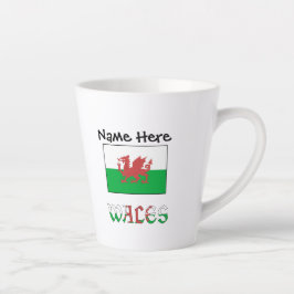 Wales Welsh vlag gepersonaliseerd Latte Mok
