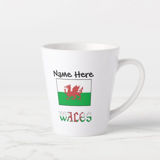Wales Welsh vlag gepersonaliseerd Latte Mok (Rechts)