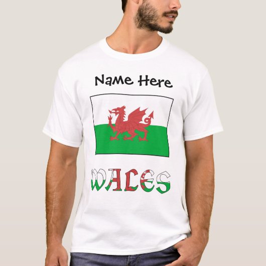 Wales Welsh vlag gepersonaliseerd T-shirt (Voorkant)