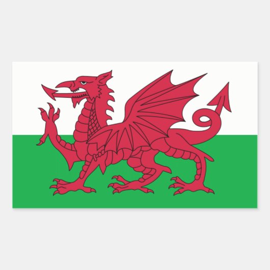 Wales/Welsh Vlag - Verenigd Koninkrijk Rechthoekige Sticker (Voorkant)