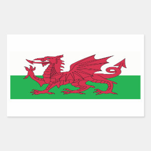 Wales/Welsh Vlag - Verenigd Koninkrijk Rechthoekige Sticker