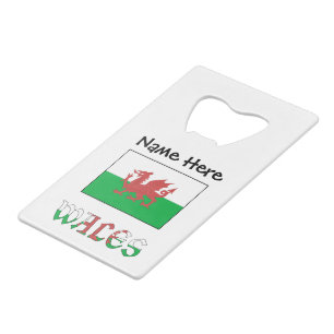 Wales Welshe Vlag Gepersonaliseerde Naam Creditkaart Flessenopener