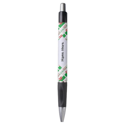 Wales Welshe Vlag Met Naam Gegraveerd Pen (Voorkant Verticaal)