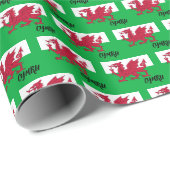 Wales Wrapping Paper, Welsh Flag patriotic Cadeaupapier (Rol Hoek)