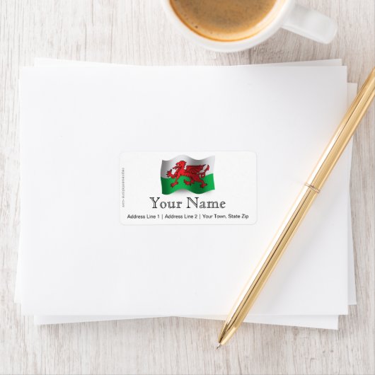 Wales wuivende vlag etiket (Insitu)