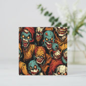 Walgelijke enge clown zombies feestdagenkaart (Staand voorkant)