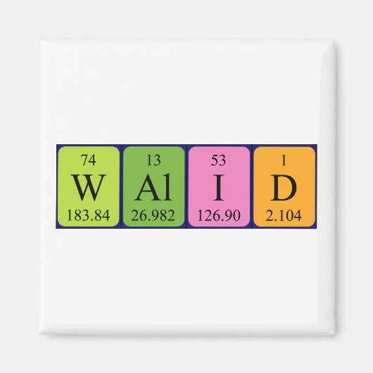 Walid Periodieke Naam Magnet (Voorkant)