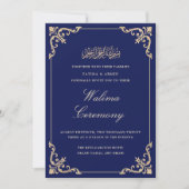 Walima Blauwe Islamitische Moslim Bruiloft Kaart (Voorkant)