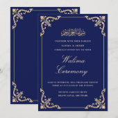 Walima Blauwe Islamitische Moslim Bruiloft Kaart (Voorkant / Achterkant)
