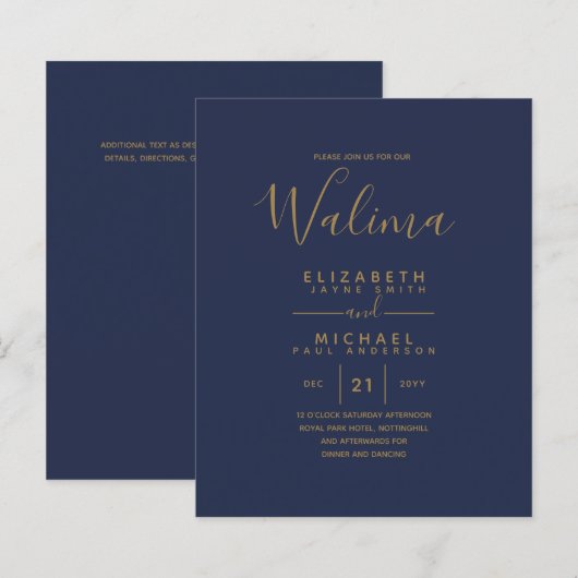 WALIMA Budget Navy Blue Gold Bilingual Wedding (Voorkant / Achterkant)