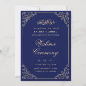 Walima Ceremonie Blauw Islamitisch Moslim Bruiloft Kaart (Voorkant)