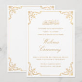 Walima Wit Goud Islamitische Moslim Bruiloft Kaart (Voorkant / Achterkant)