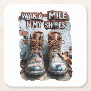 Walk a Mile in My Shoes beroemd gemaakt door Inspi Kartonnen Onderzetters