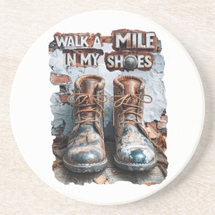 Walk a Mile in My Shoes beroemd gemaakt door Inspi Zandsteen Onderzetter