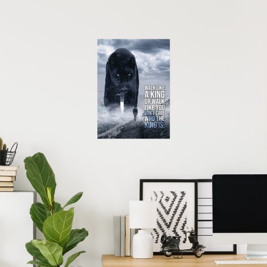 Walk als een koning - Panther vs Man - Motivatie Poster (Thuiskantoor)