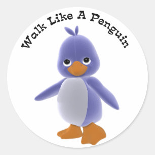 Walk als een pinguïnsticker ronde sticker