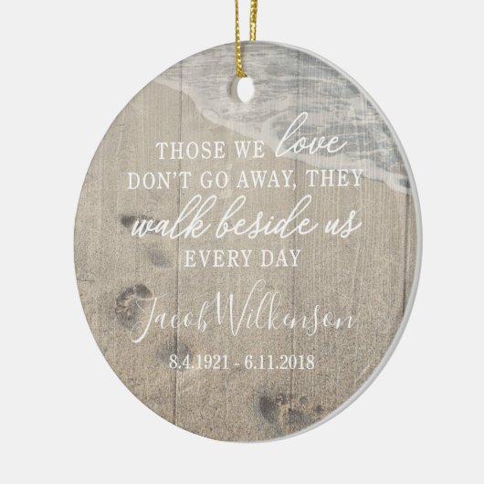 Walk Beside Us Memorial Ceramic Photo Ornament (Links)