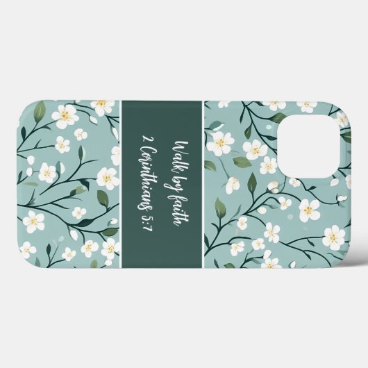 Walk by Faith Bible Verse Floral Case-Mate iPhone Case (Achterkant (horizontaal))