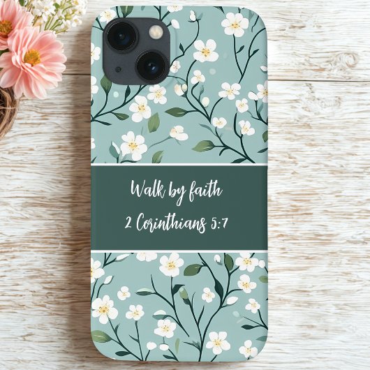 Walk by Faith Bible Verse Floral Case-Mate iPhone Case