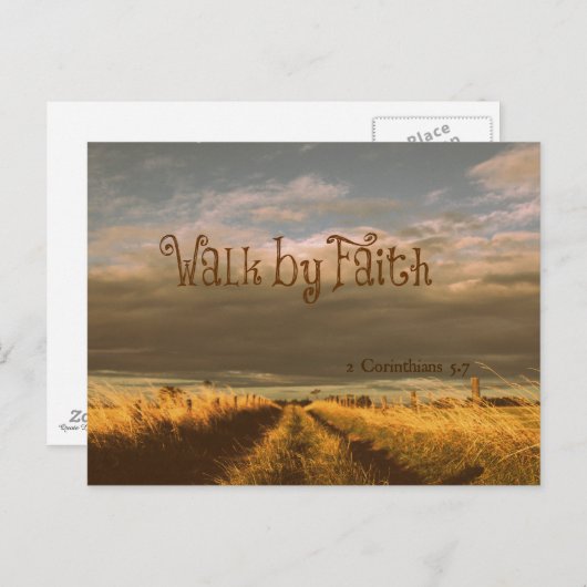 Walk by Faith Bible Verse Scripting Briefkaart (Voorkant / Achterkant)