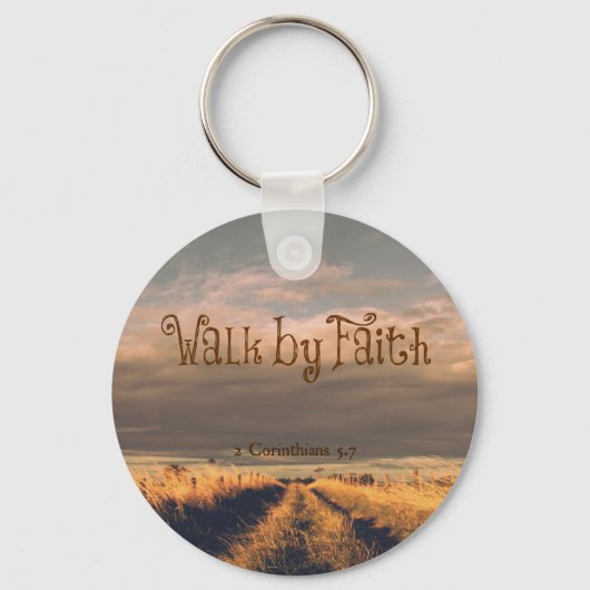 Walk by Faith Bible Verse Scripting Sleutelhanger (Voorkant)