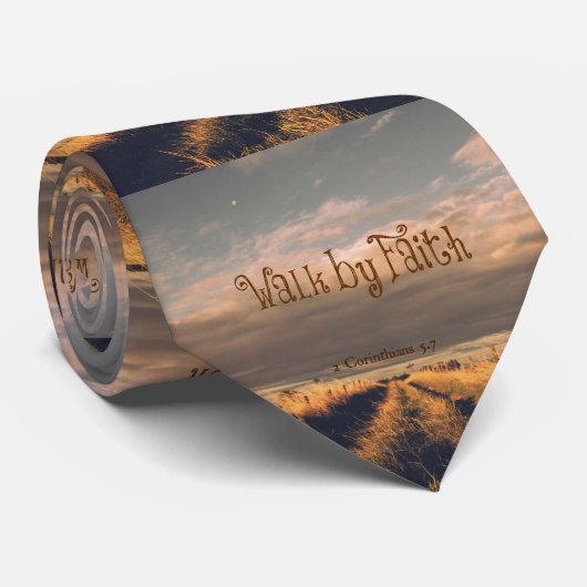 Walk by Faith Bible Verse Scripting Stropdas (Opgerold)