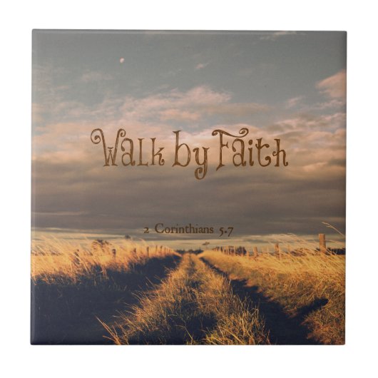 Walk by Faith Bible Verse Scripting Tegeltje (Voorkant)