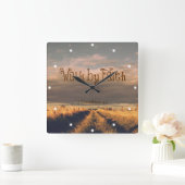 Walk by Faith Bible Verse Scripting Vierkante Klok (Huis)
