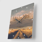 Walk by Faith Bible Verse Scripting Vierkante Klok (Hoek)