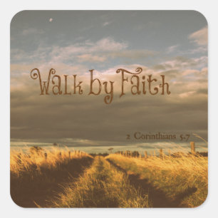 Walk by Faith Bible Verse Scripting Vierkante Sticker