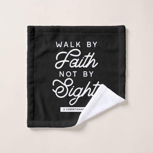 "Walk by Faith" Bijbelverse Typografie Design II Washandje (Wasdoekje)