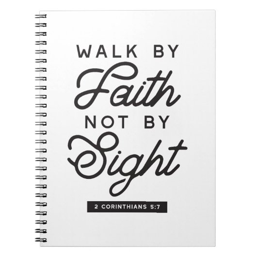 "Walk by Faith" Bijbelverse typografie Notitieboek (Voorkant)