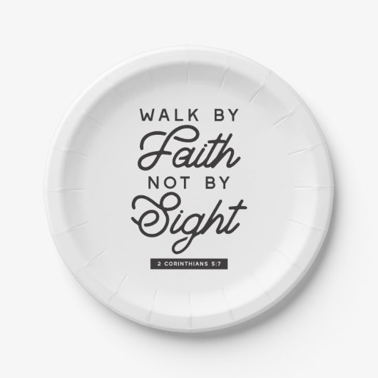 "Walk by Faith" Bijbelverse typografie Papieren Bordje (Voorkant)