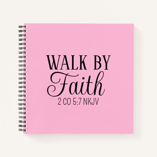 Walk by Faith Christian Living Soft Pink Simple Notitieboek (Voorkant)